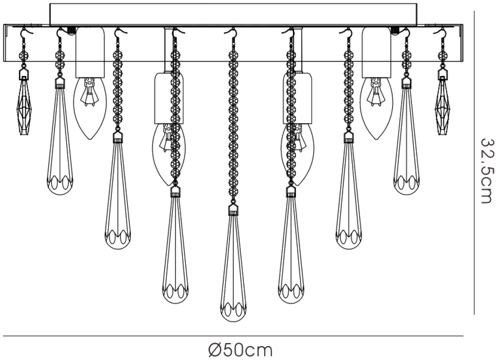 Sophia Crystal Ceiling Lights Diyas Flush Crystal Fittings